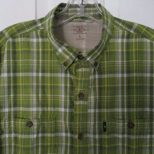 G.H. Bass & Co. Mens S/S Lime Green Cotton Poly Button Down Active Shirt - Large